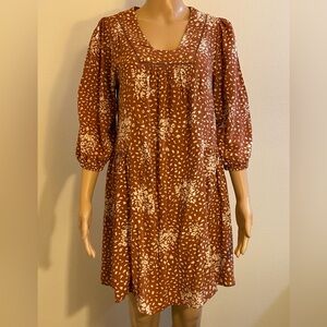 Women Knox Rose Rust & White Short Sleeve Loose Fit  Dress